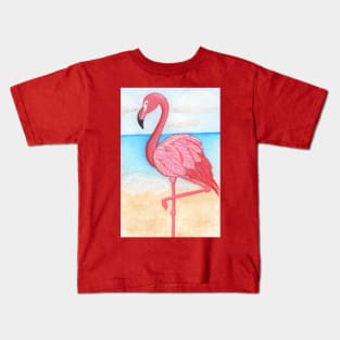 Flamingo in watercolour and gouache Kids T-Shirt